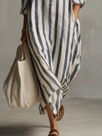 Vestido casual a rayas de estilo bohemio