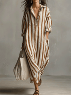 Vestido casual a rayas de estilo bohemio