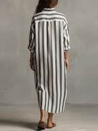 Vestido casual a rayas de estilo bohemio