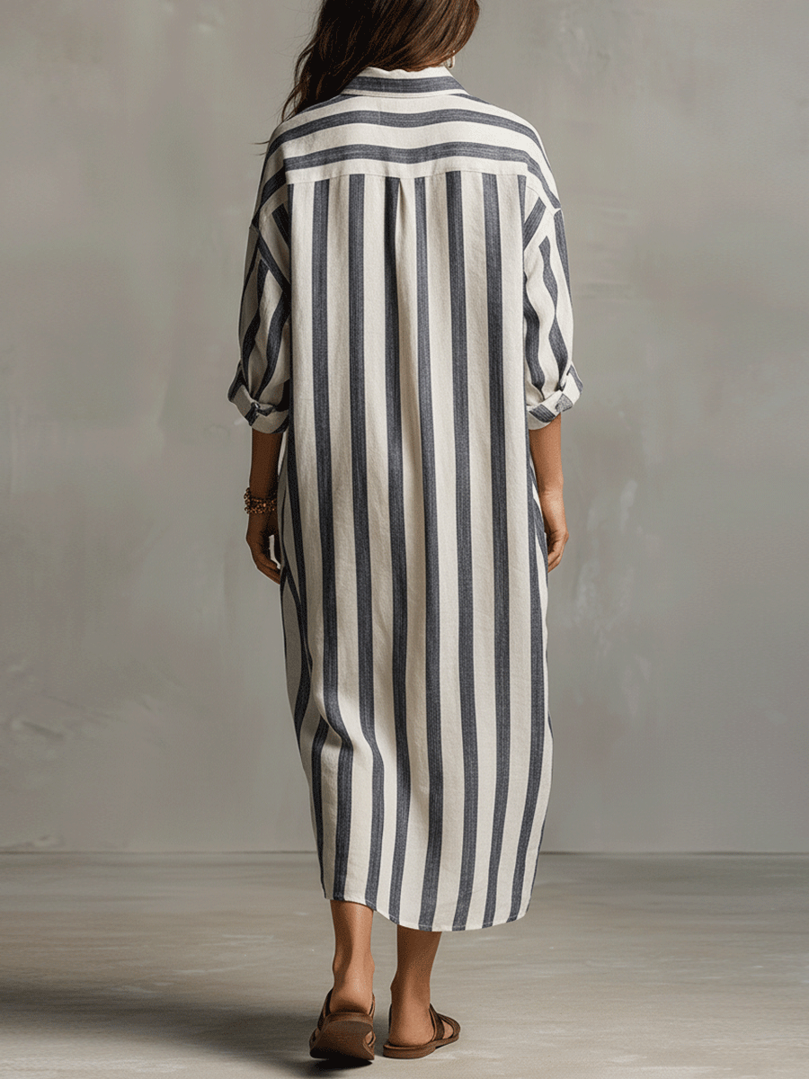 Vestido casual a rayas de estilo bohemio