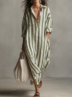 Vestido casual a rayas de estilo bohemio